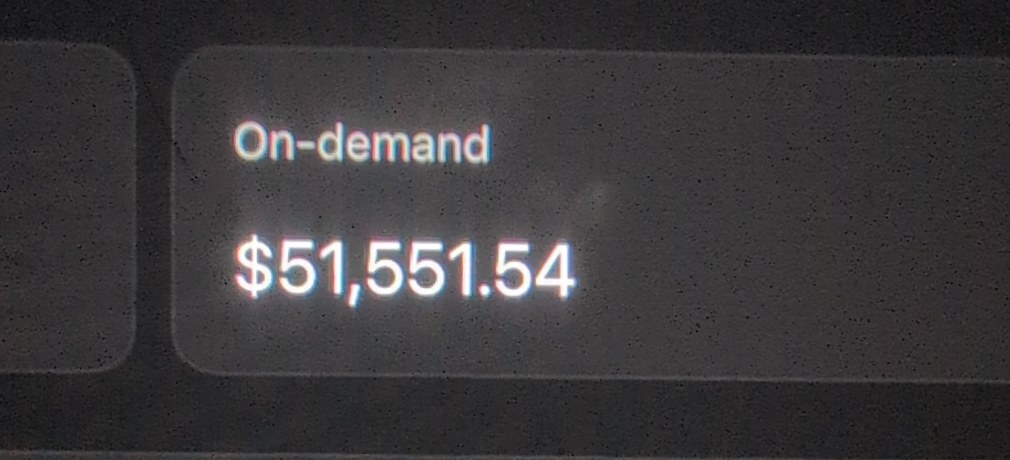 A Cursor usage dashboard showing on-demand model spend of $51,551.54 for a single month, grouped by model